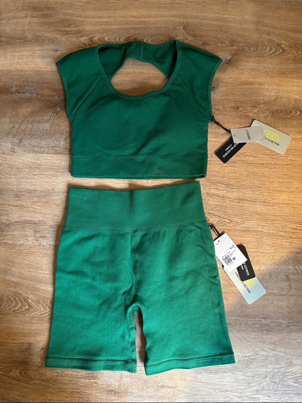 Forever 21 Green Women's Bike Shorts Set